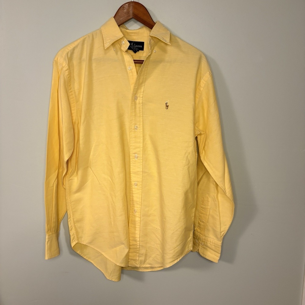 Ralph Lauren Vintage Button Down Oxford Shirt Womens 6 Yellow Flesh Pony